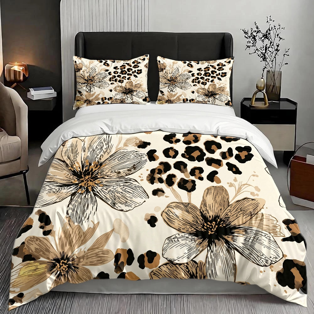 3Pc Leopard Print Floral Duvet - Luxury Skincare Design 评论和价格
